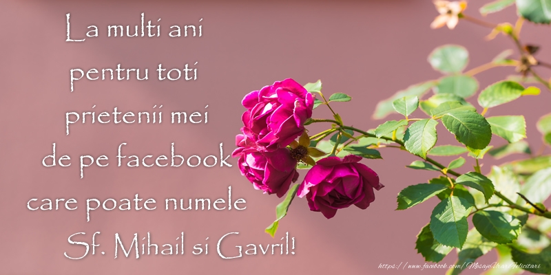 Felicitari aniversare De Sfintii Mihail si Gavril - La multi ani pentru toti prietenii mei de pe facebook care poate numele Sf. Mihail si Gavril!