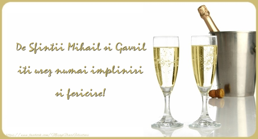 Felicitari aniversare De Sfintii Mihail si Gavril - De Sfintii Mihail si Gavril iti urez numai impliniri si fericire!