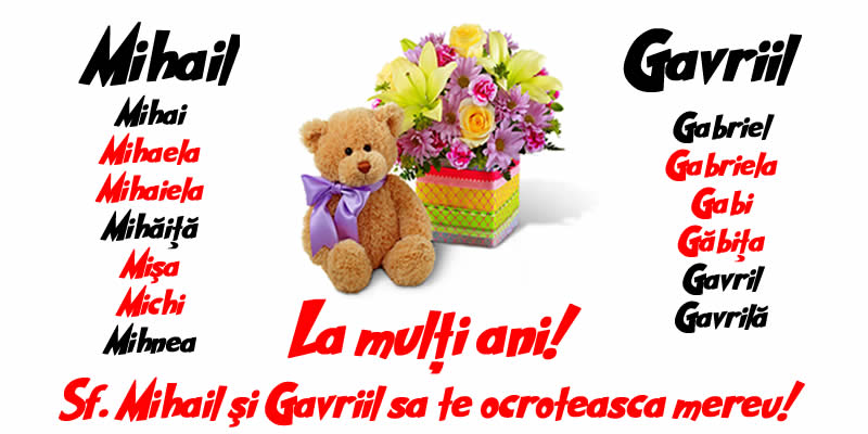 Felicitari aniversare De Sfintii Mihail si Gavril - La multi ani pentru toti cei sarbatoriti de Sfintii Mihail si Gavril!