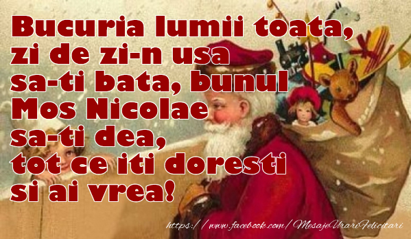 Felicitari aniversare De Sfantul Nicolae - Bunul Mos Nicolae