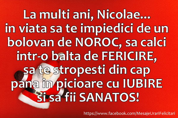 Felicitari aniversare De Sfantul Nicolae - La multi ani, Nicolae!