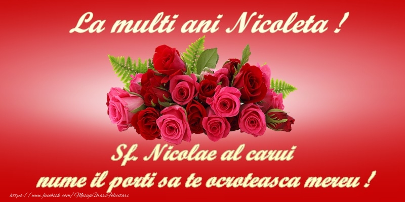 Felicitari aniversare De Sfantul Nicolae - La multi ani, Nicoleta!