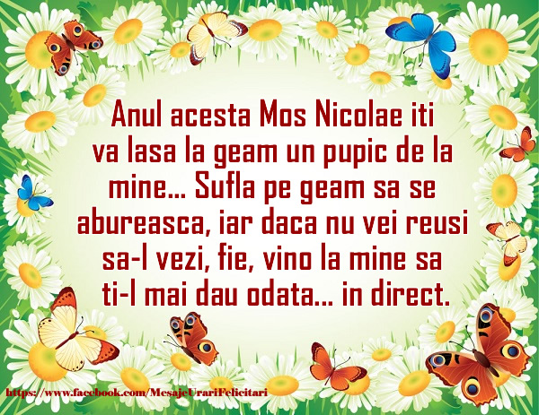 Felicitari aniversare De Sfantul Nicolae - Mosul iti va lasa un pupic de la mine