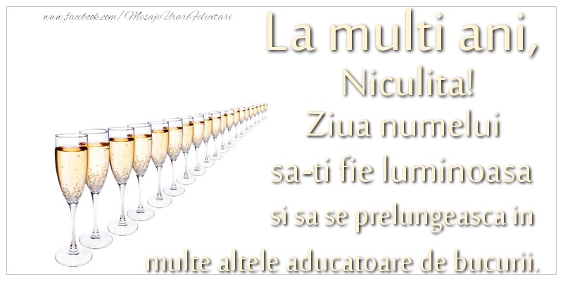 Felicitari aniversare De Sfantul Nicolae - La multi ani, Niculita Ziua numelui sa-ti fie luminoasa si sa se prelungeasca in  multe altele aducatoare de bucurii.