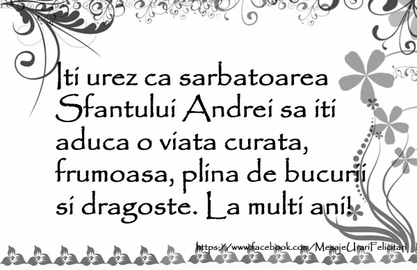 Felicitari aniversare De Sfantul Andrei - Iti urez ca sarbatoarea Sfantului Andrei