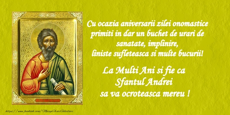 Felicitari aniversare De Sfantul Andrei - La multi ani si fie ca sfantul Andrei sa va ocroteasca mereu!