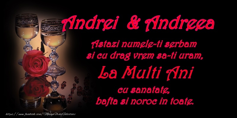 Felicitari aniversare De Sfantul Andrei - Andrei si Andreea -  La multi ani