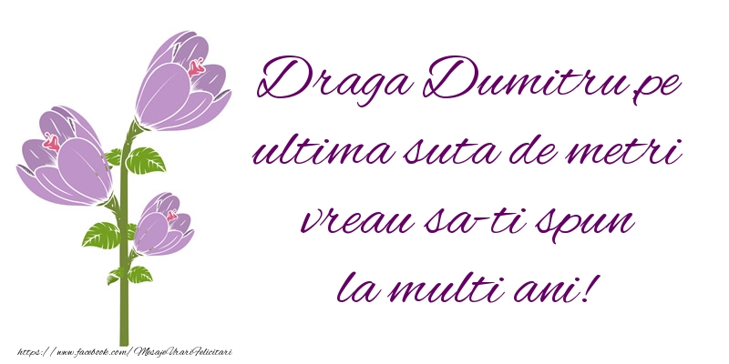 Felicitari aniversare De Sfantul Dumitru - Draga Dumitru,pe ultima suta de metri vreau sa-ti spun la multi ani!