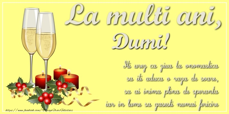 Felicitari aniversare De Sfantul Dumitru - La multi ani, Dumi