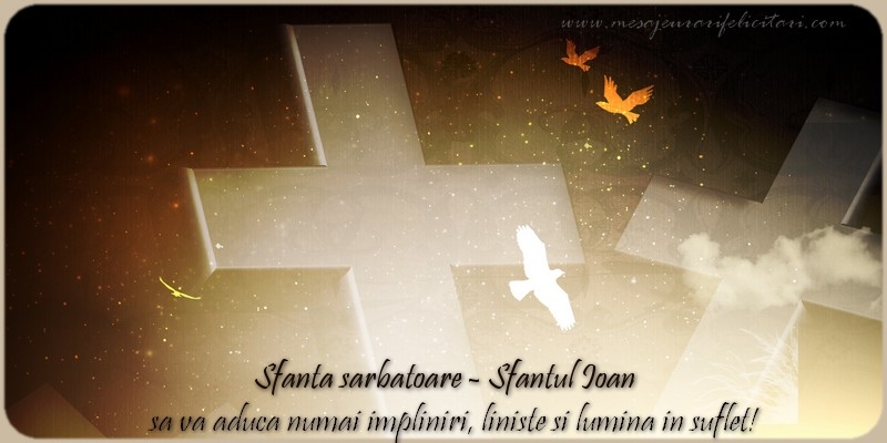 Felicitari aniversare De Sfantul Ioan - Sfanta sarbatoare Sfantul Ioan sa va aduca numai impliniri, liniste si lumina in suflet!