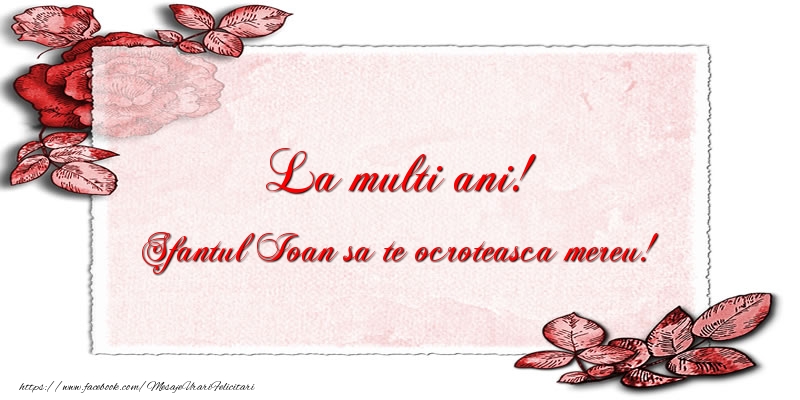 Felicitari aniversare De Sfantul Ioan - La multi ani! Sfantul Ioan sa te ocroteasca mereu!