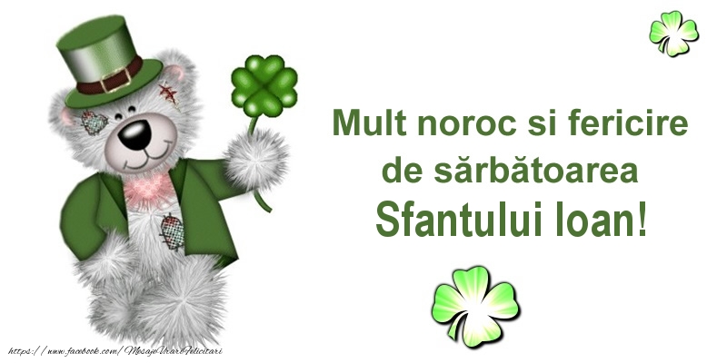 Felicitari aniversare De Sfantul Ioan - Mult noroc si fericire de sarbatoarea Sfantului Ioan!