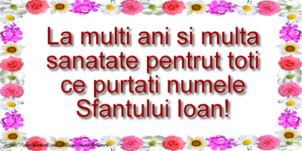 Felicitari aniversare De Sfantul Ioan - La multi ani si multa sanatate pentrut toti ce purtati numele Sfantului Ioan!