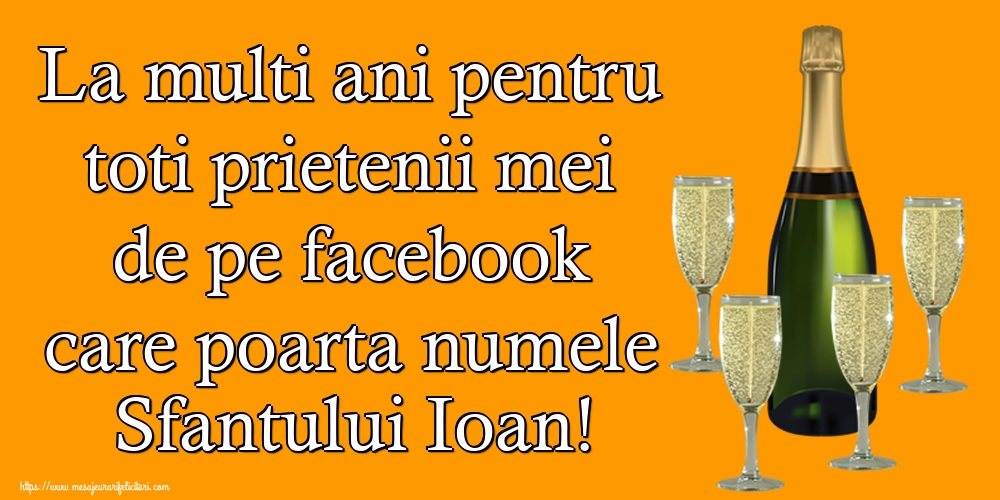 Felicitari aniversare De Sfantul Ioan - La multi ani pentru toti prietenii mei de pe facebook care poarta numele Sfantului Ioan!