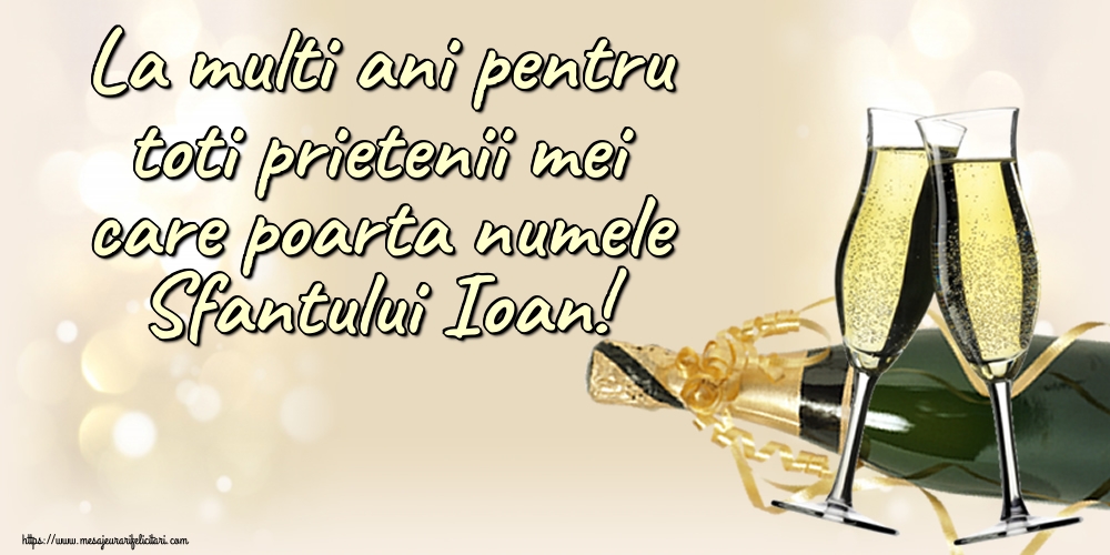 Felicitari aniversare De Sfantul Ioan - La multi ani pentru toti prietenii mei care poarta numele Sfantului Ioan!