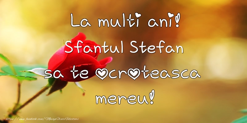 Felicitari aniversare De Sfantul Stefan - La multi ani! Sfantul Stefan sa te ocroteasca mereu!