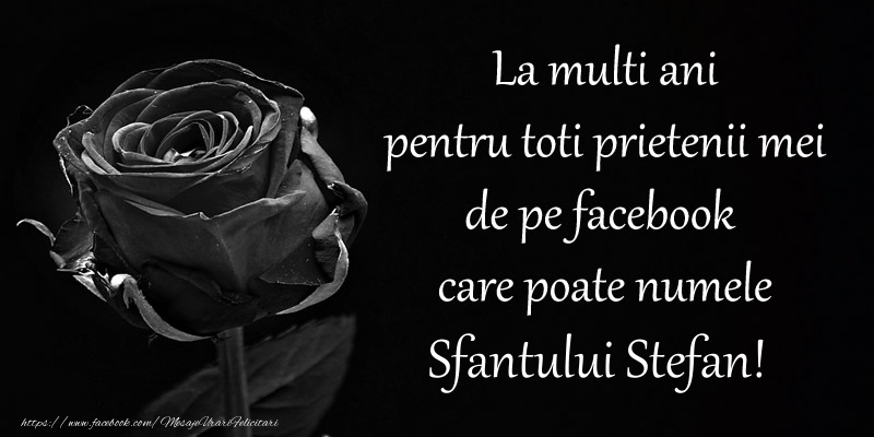 Felicitari aniversare De Sfantul Stefan - La multi ani pentru toti prietenii mei de pe facebook care poate numele Sfantului Stefan!