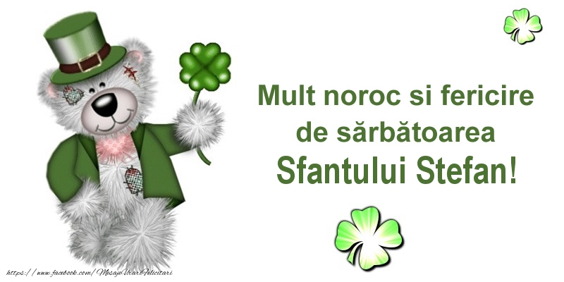 Felicitari aniversare De Sfantul Stefan - Mult noroc si fericire de sarbatoarea Sfantului Stefan!