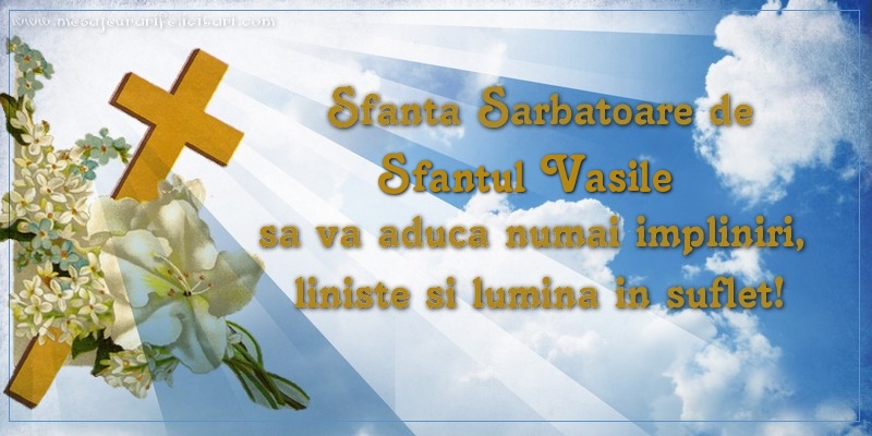 Felicitari aniversare De Sfantul Vasile - Sfanta Sarbatoare de Sfantul Vasile sa va aduca numai impliniri, liniste si lumina in suflet!