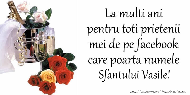 Felicitari aniversare De Sfantul Vasile - La multi ani pentru toti prietenii mei de pe facebook care poarta numele Sfantului Vasile!